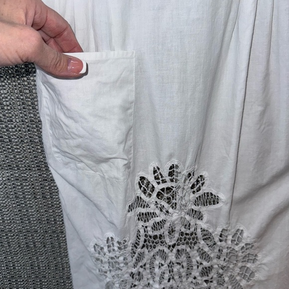 Handmade Battenburg Vintage Linen Apron Victorian Maid size M/L - Picture 7 of 12